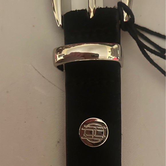NWT House of Harlow 1960 Medium Black Suede Leather Belt- Silver Studs & Buckle